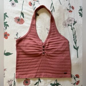 🔴DONATING SOON🔴 Hollister Ribbed Halter Top in Dusty Rose